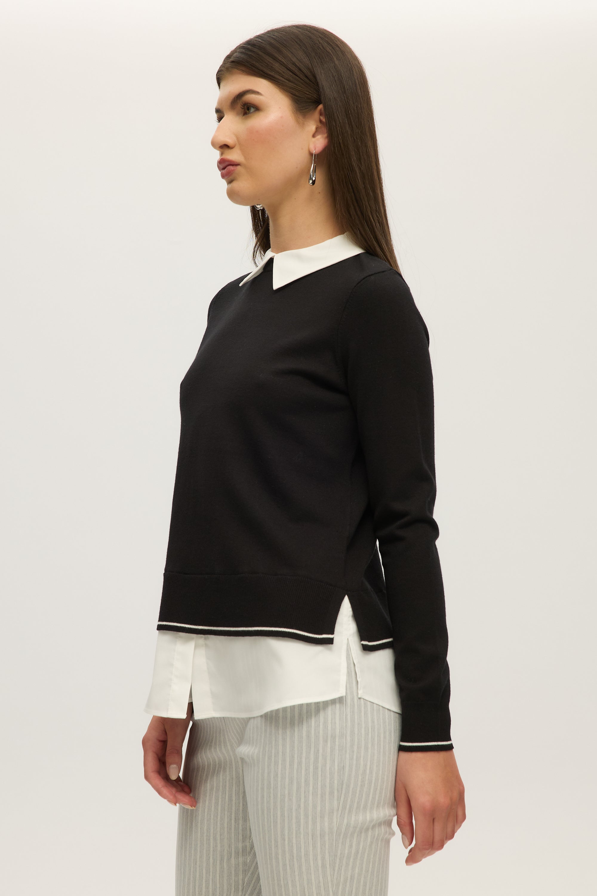 BLACK V-NECK SWEATER TOP COMBO