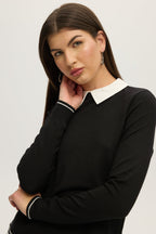 BLACK V-NECK SWEATER TOP COMBO