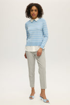 BLUE V-NECK SWEATER TOP COMBO