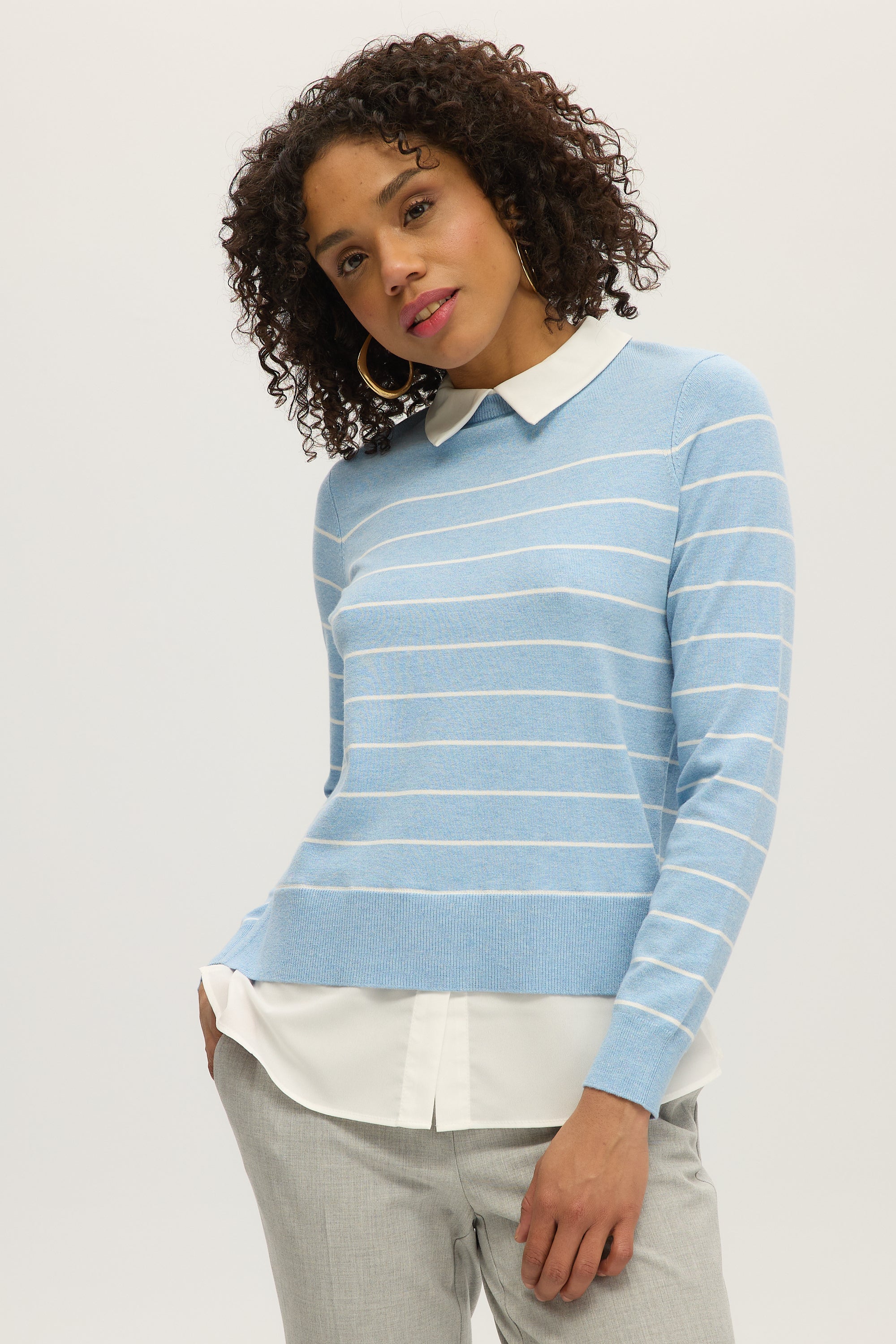 BLUE V-NECK SWEATER TOP COMBO