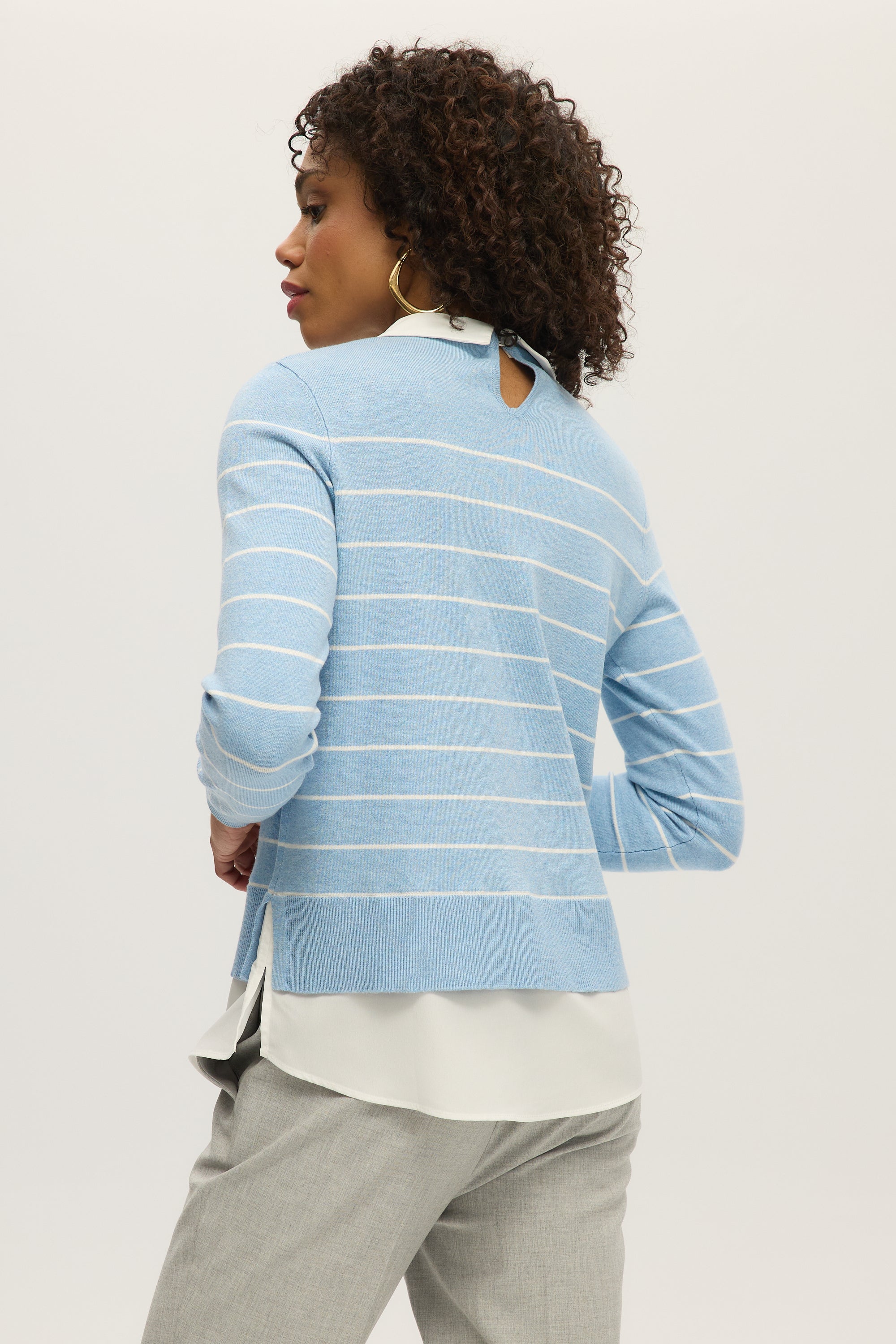 BLUE V-NECK SWEATER TOP COMBO