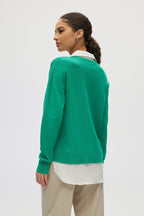 Green V-neck Sweater Top Combo