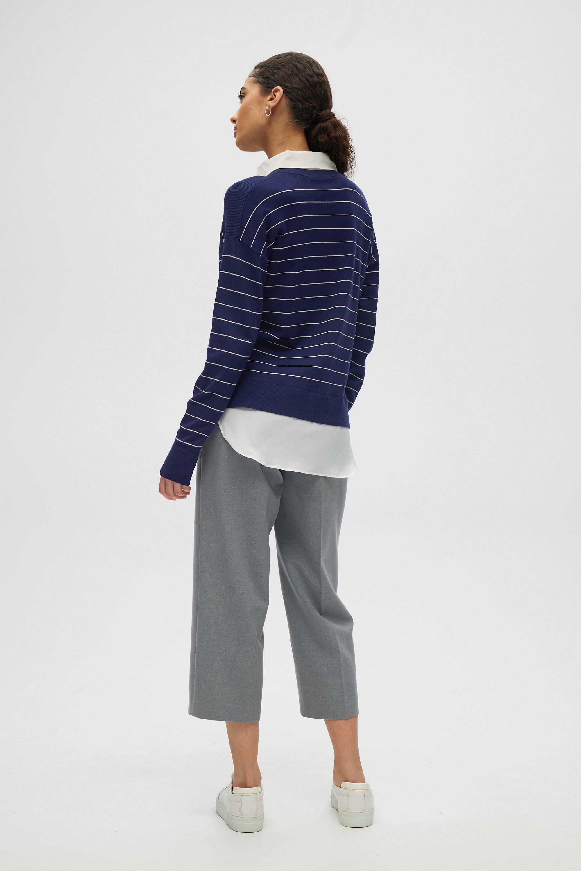 Blue V-neck Sweater Top Combo