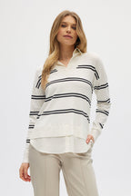 Off White V-neck Sweater Top Combo