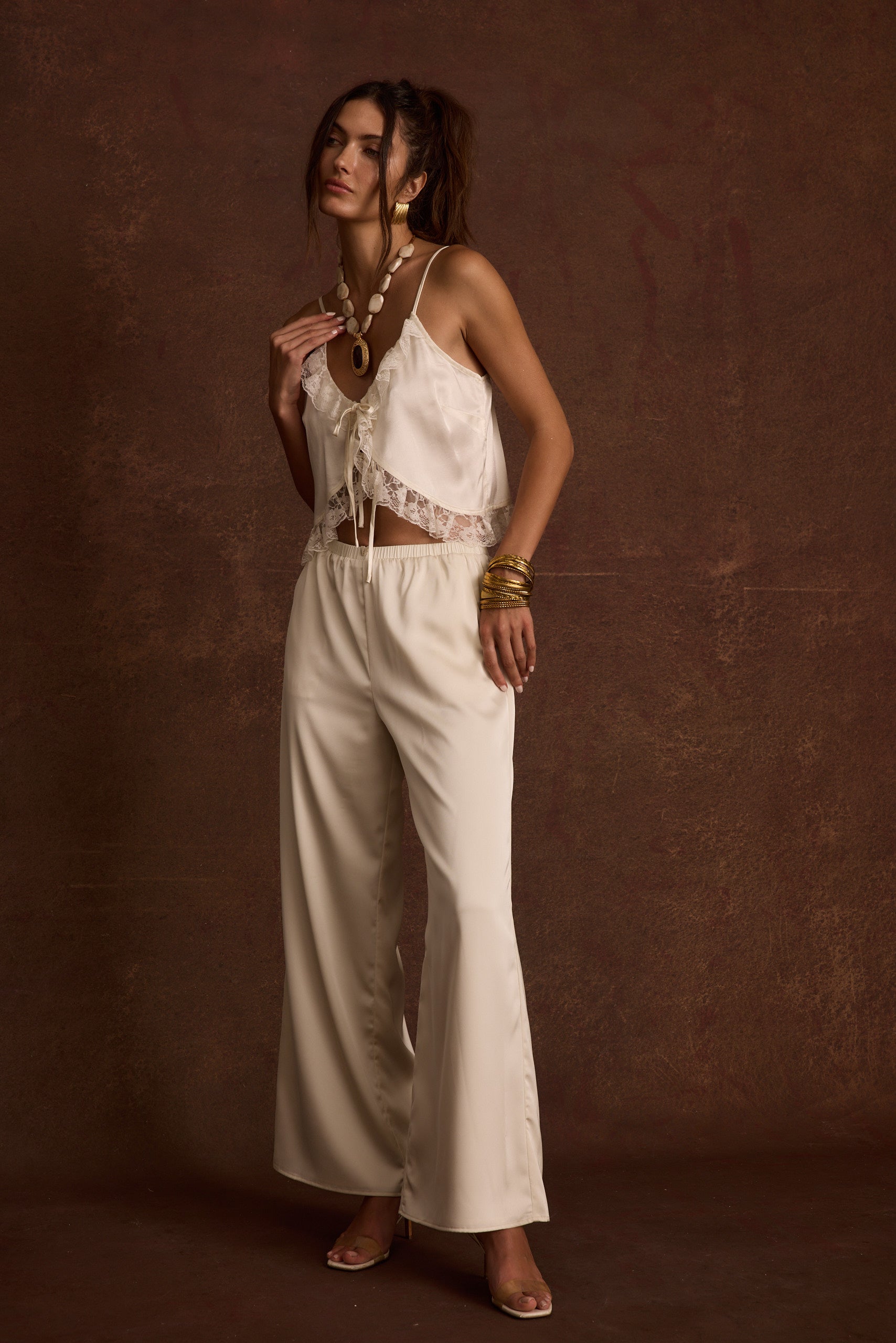 Cait Ivory Tie Front Cami