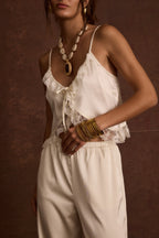 Cait Ivory Tie Front Cami