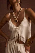Cait Ivory Tie Front Cami