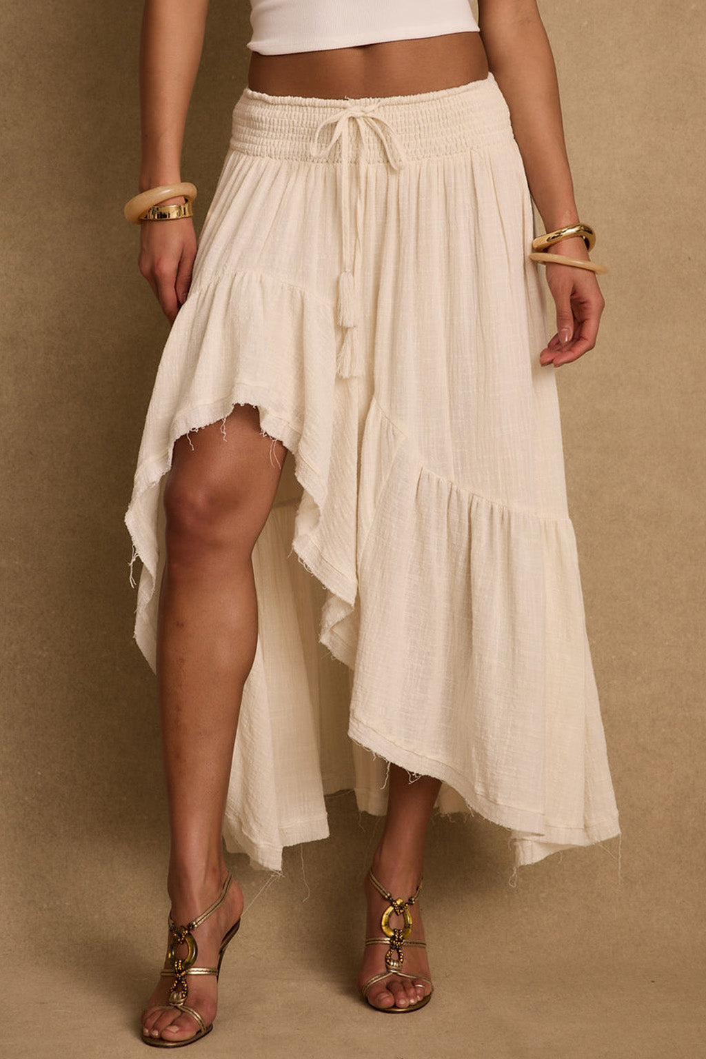 Calista Ivory High Low Maxi Skirt