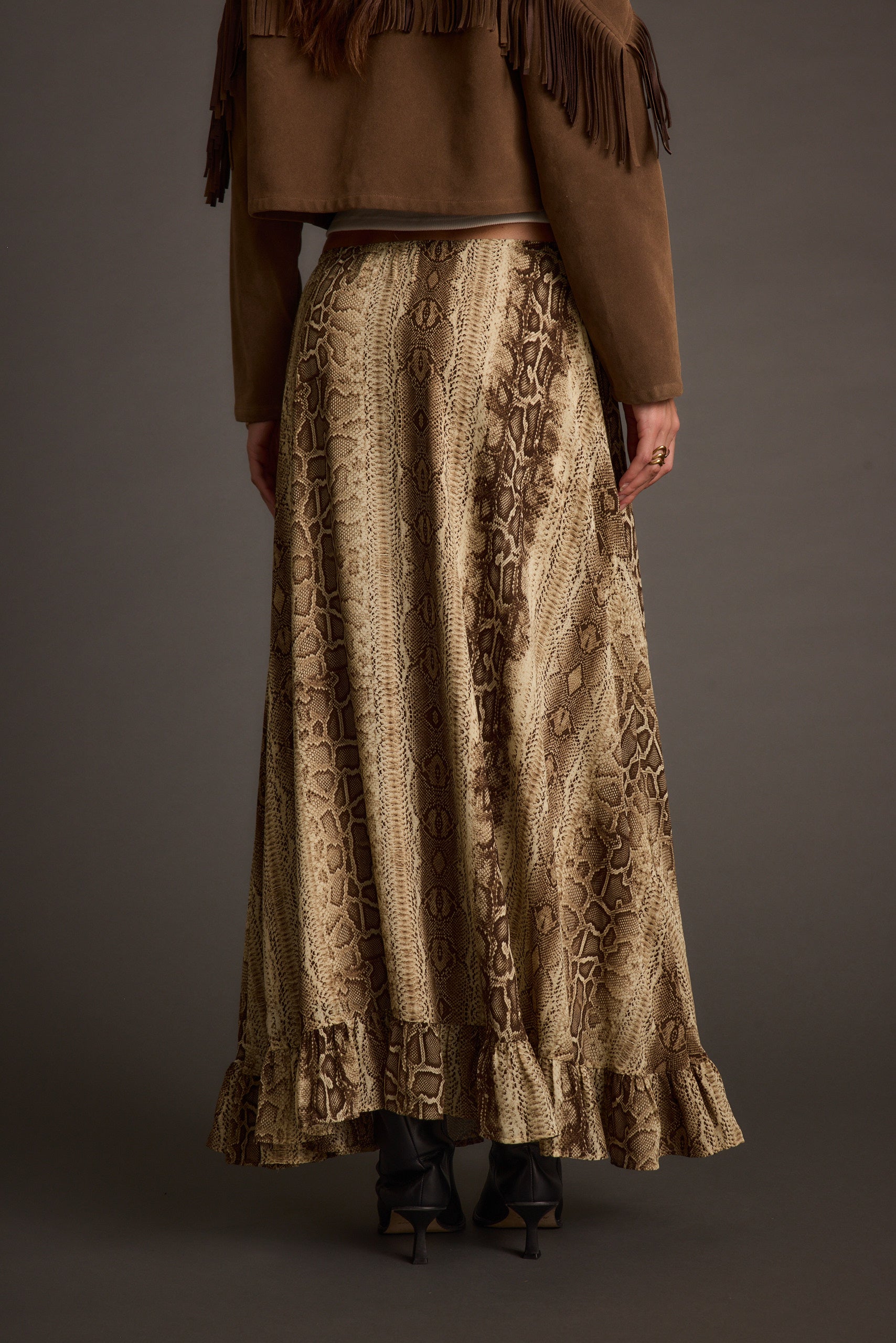 Calla Snake Print Maxi Skirt