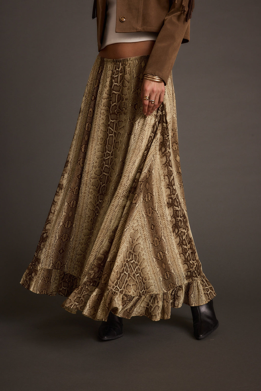 Calla Snake Print Maxi Skirt