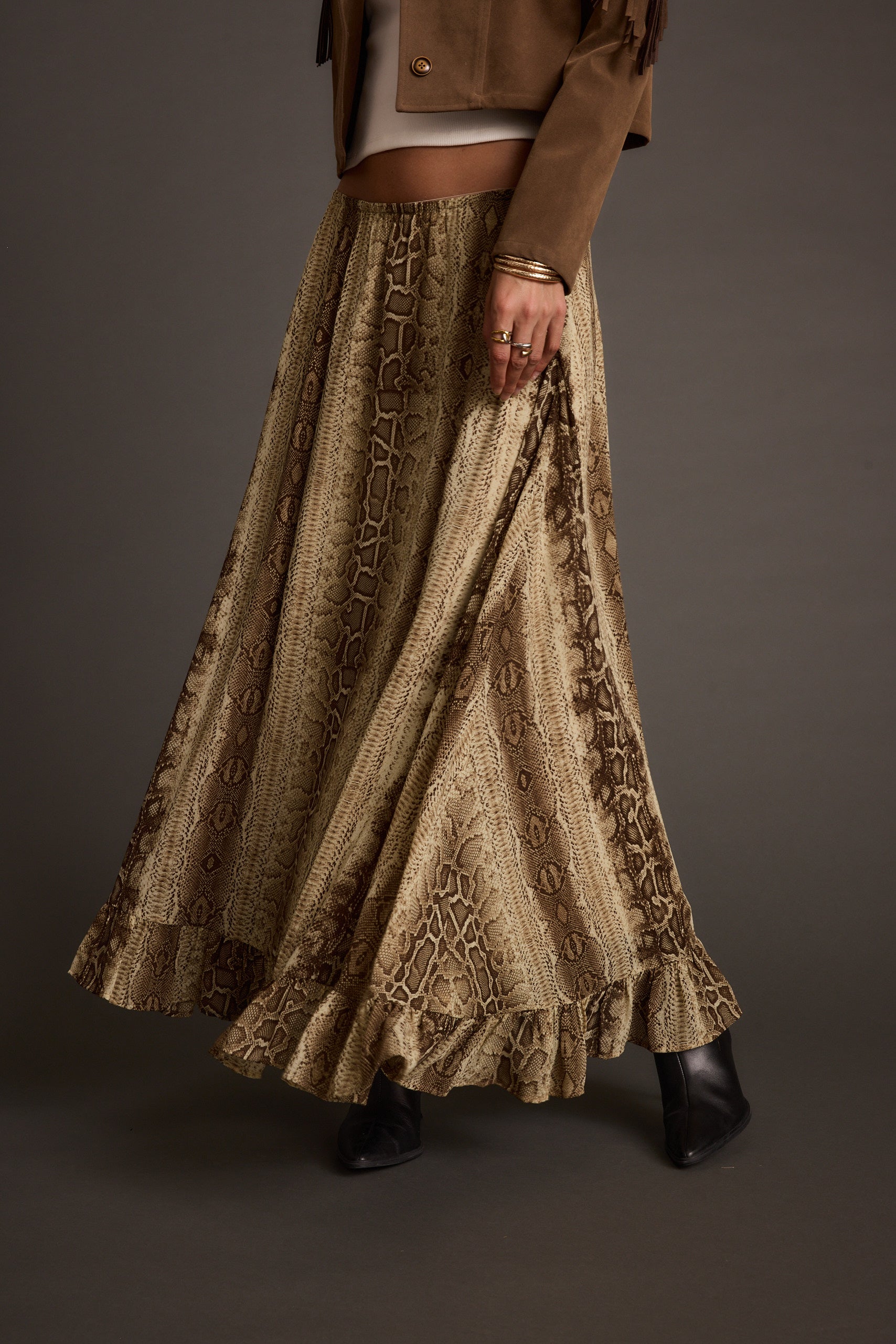 Calla Snake Print Maxi Skirt