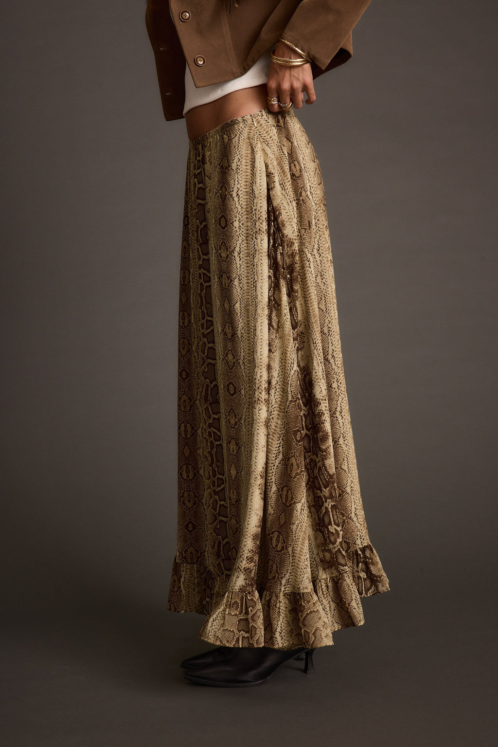 Calla Snake Print Maxi Skirt