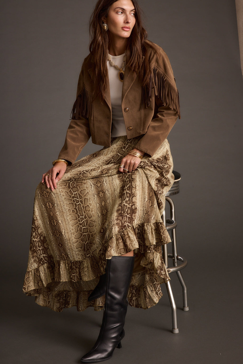 Calla Snake Print Maxi Skirt