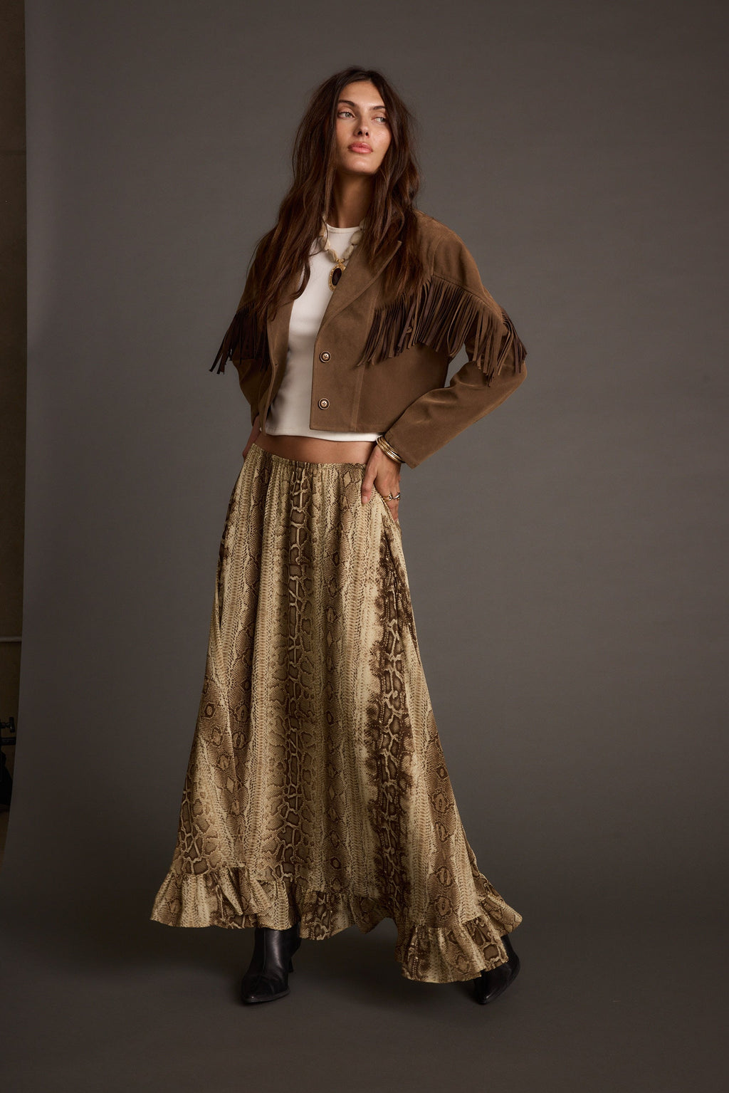 Calla Snake Print Maxi Skirt
