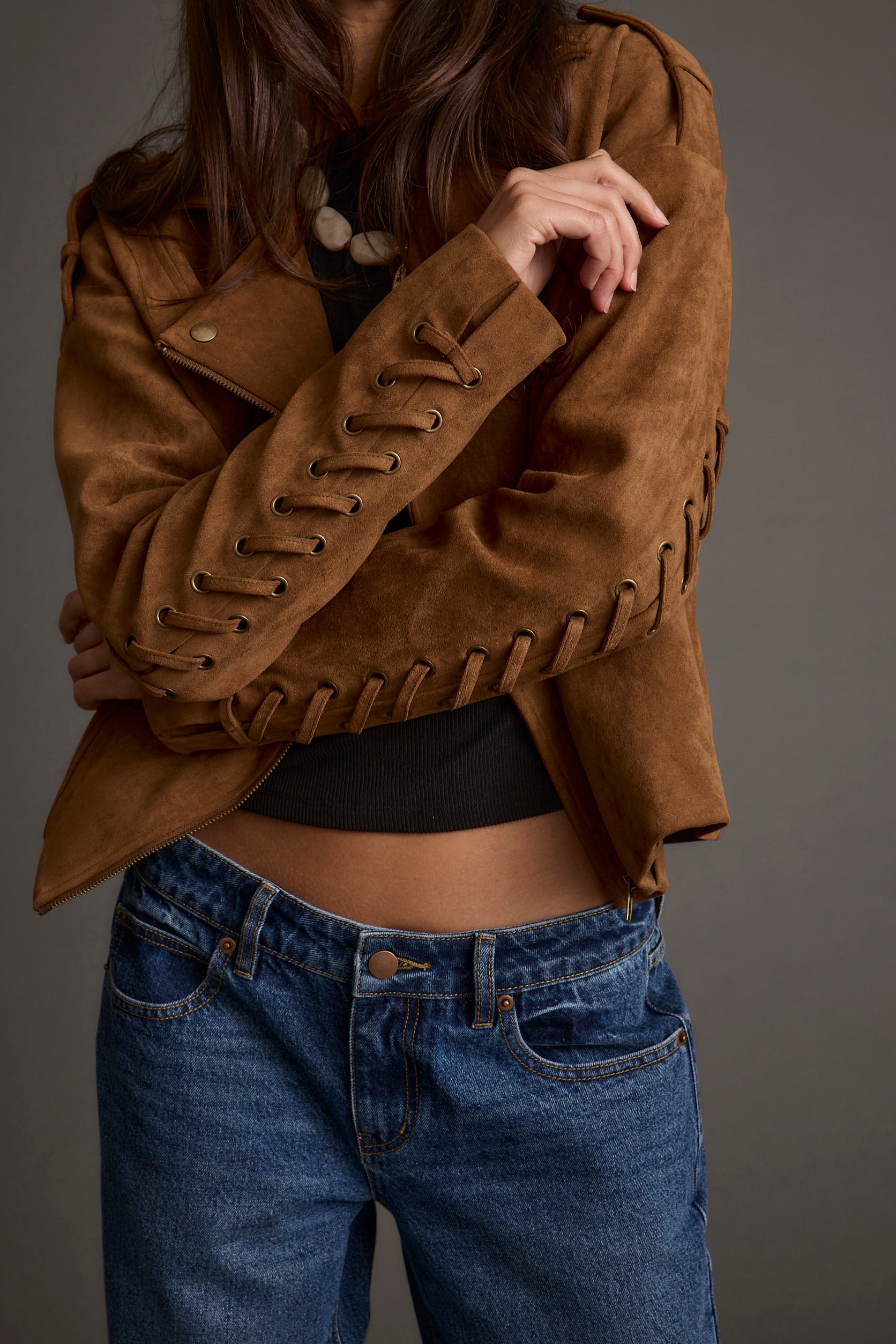 Camden Cognac Vegan Suede Jacket