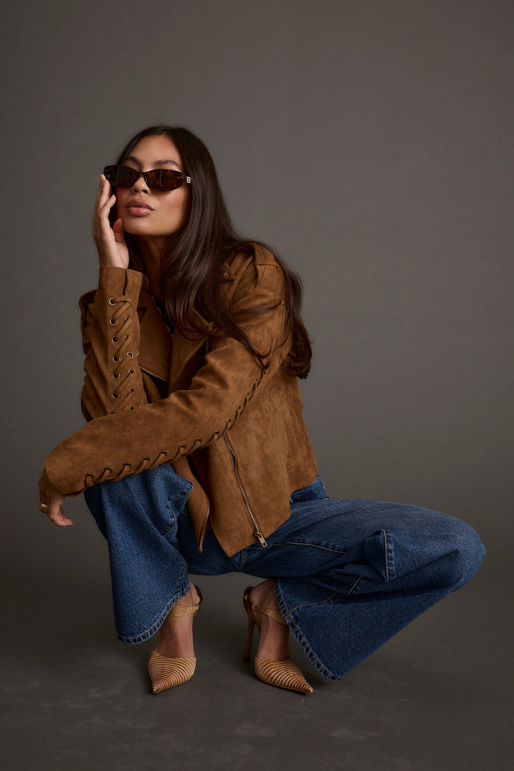 Camden Cognac Vegan Suede Jacket