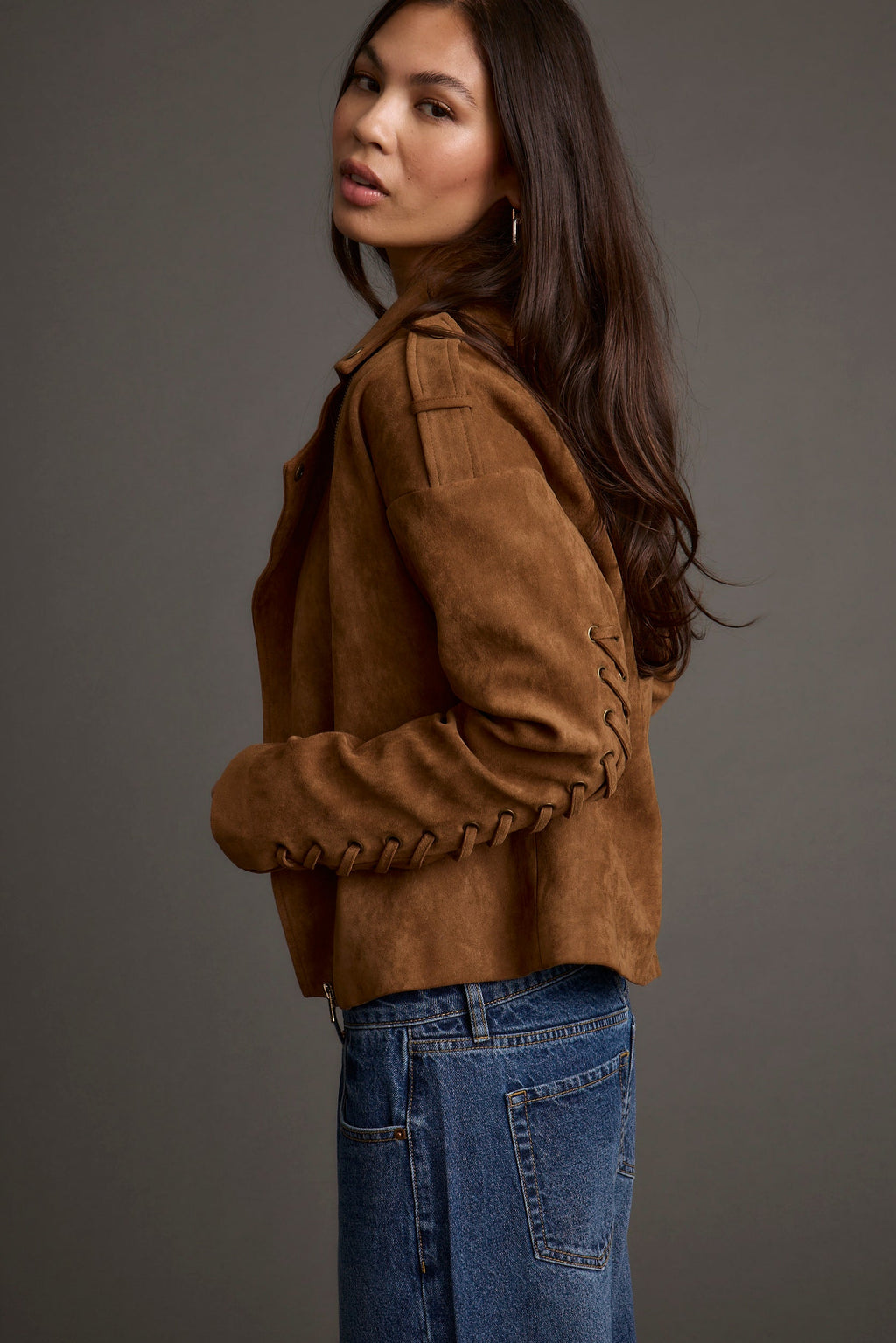 Camden Cognac Vegan Suede Jacket