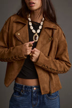 Camden Cognac Vegan Suede Jacket