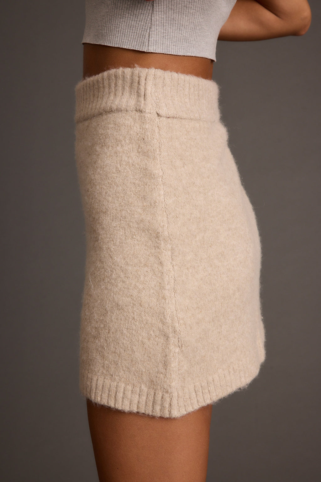Cedar Oatmeal Sweater Mini Skirt