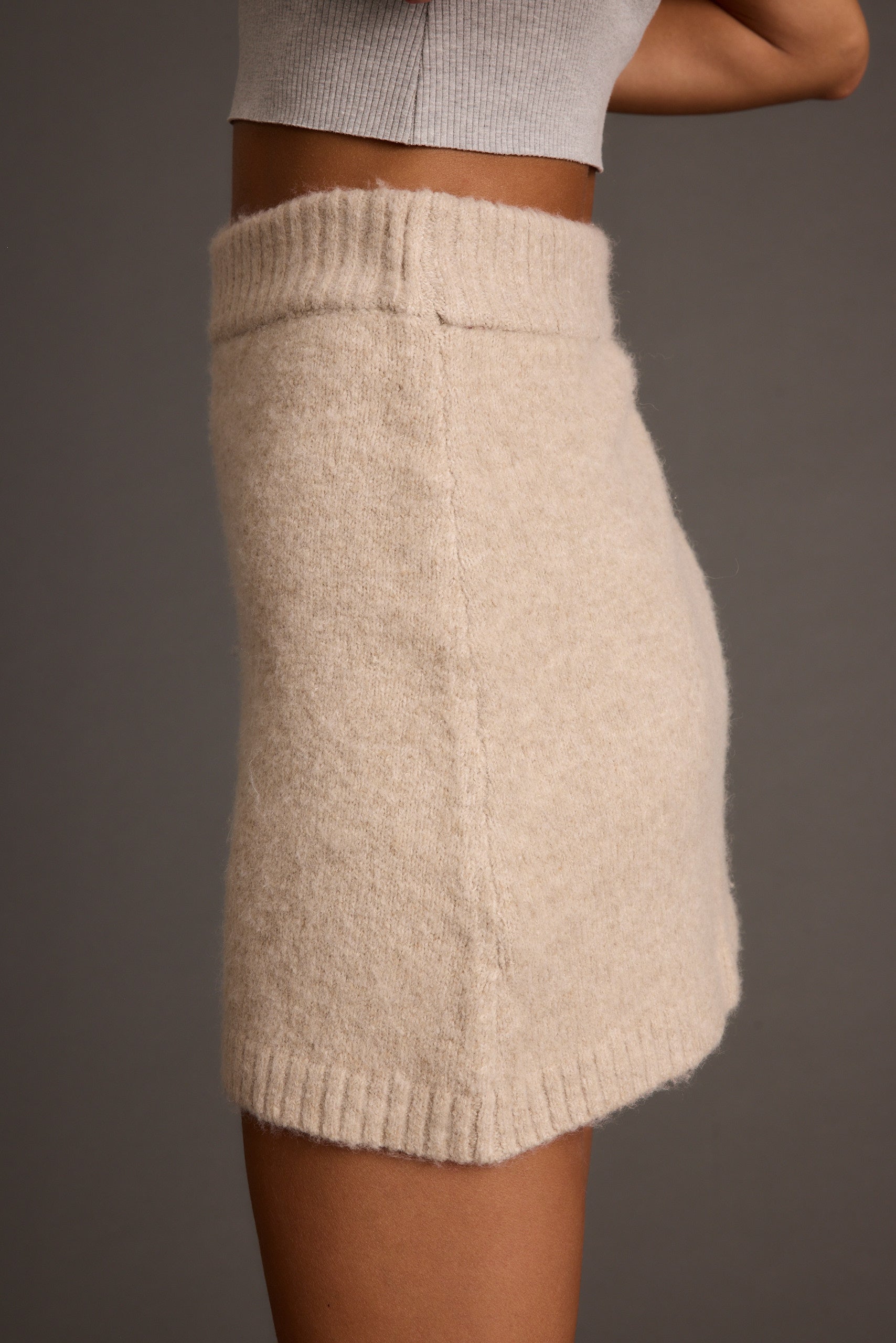 Cedar Oatmeal Sweater Mini Skirt