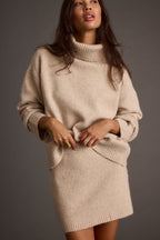 Cedar Oatmeal Oversized Sweater Turtleneck