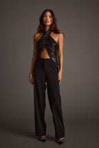 Celestine Black Sequin Halter Top