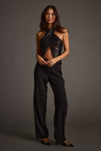 Celestine Black Sequin Halter Top