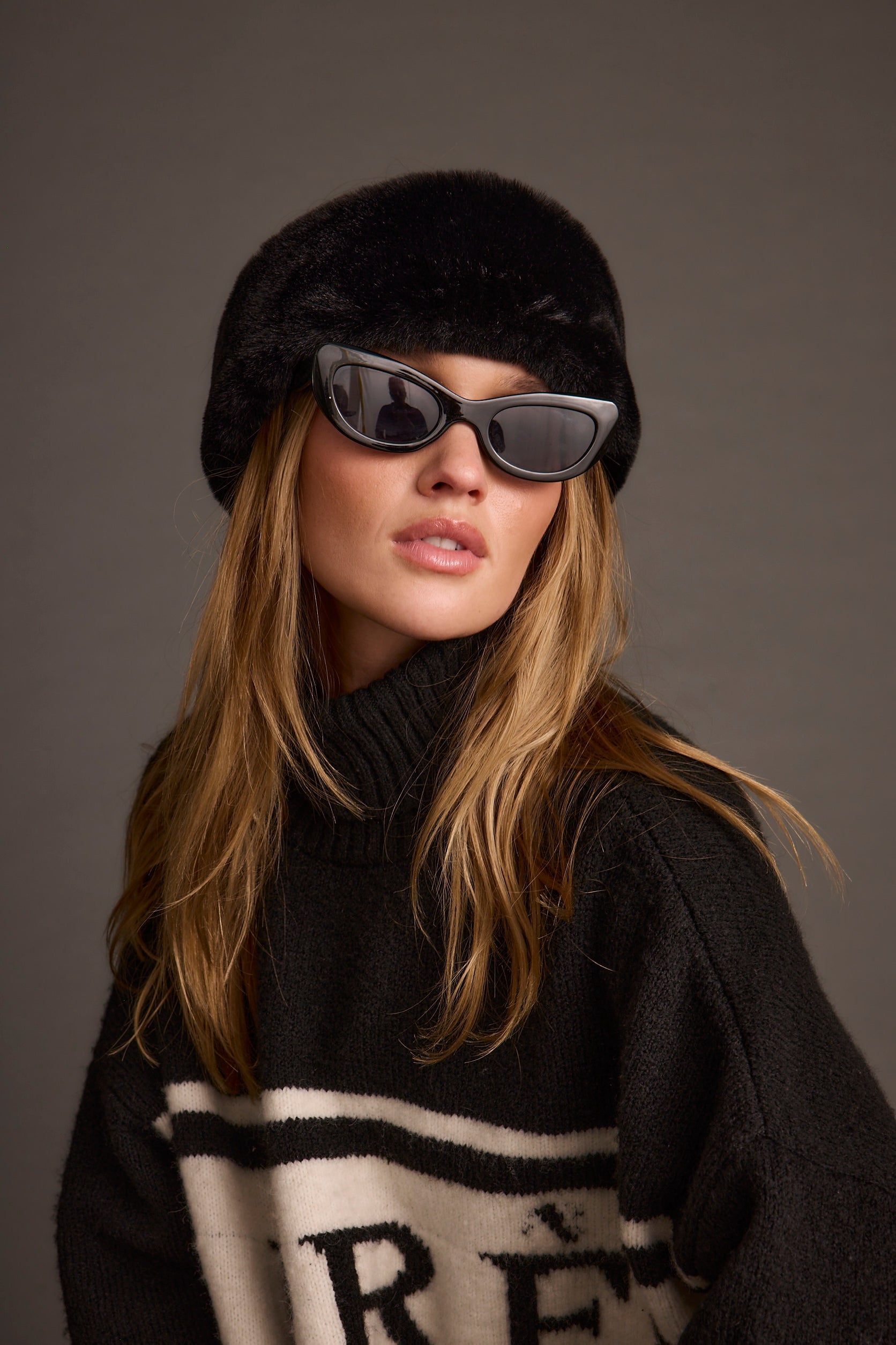 Chalet Black Faux Fur Headband