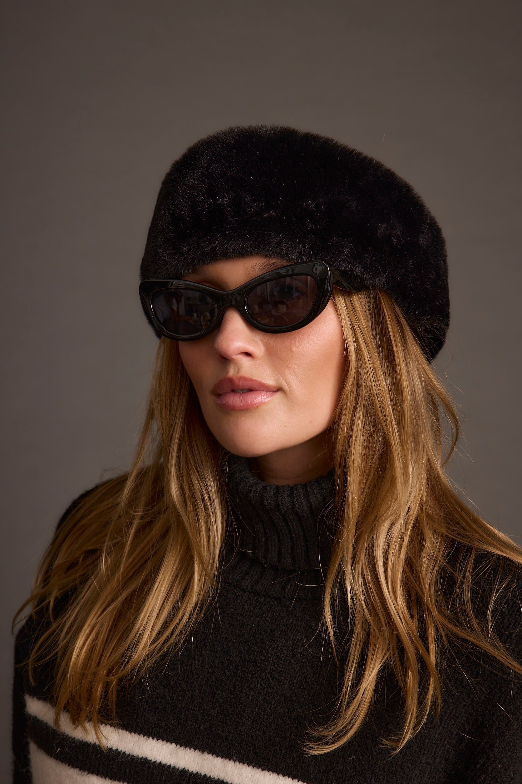 Chalet Black Faux Fur Headband