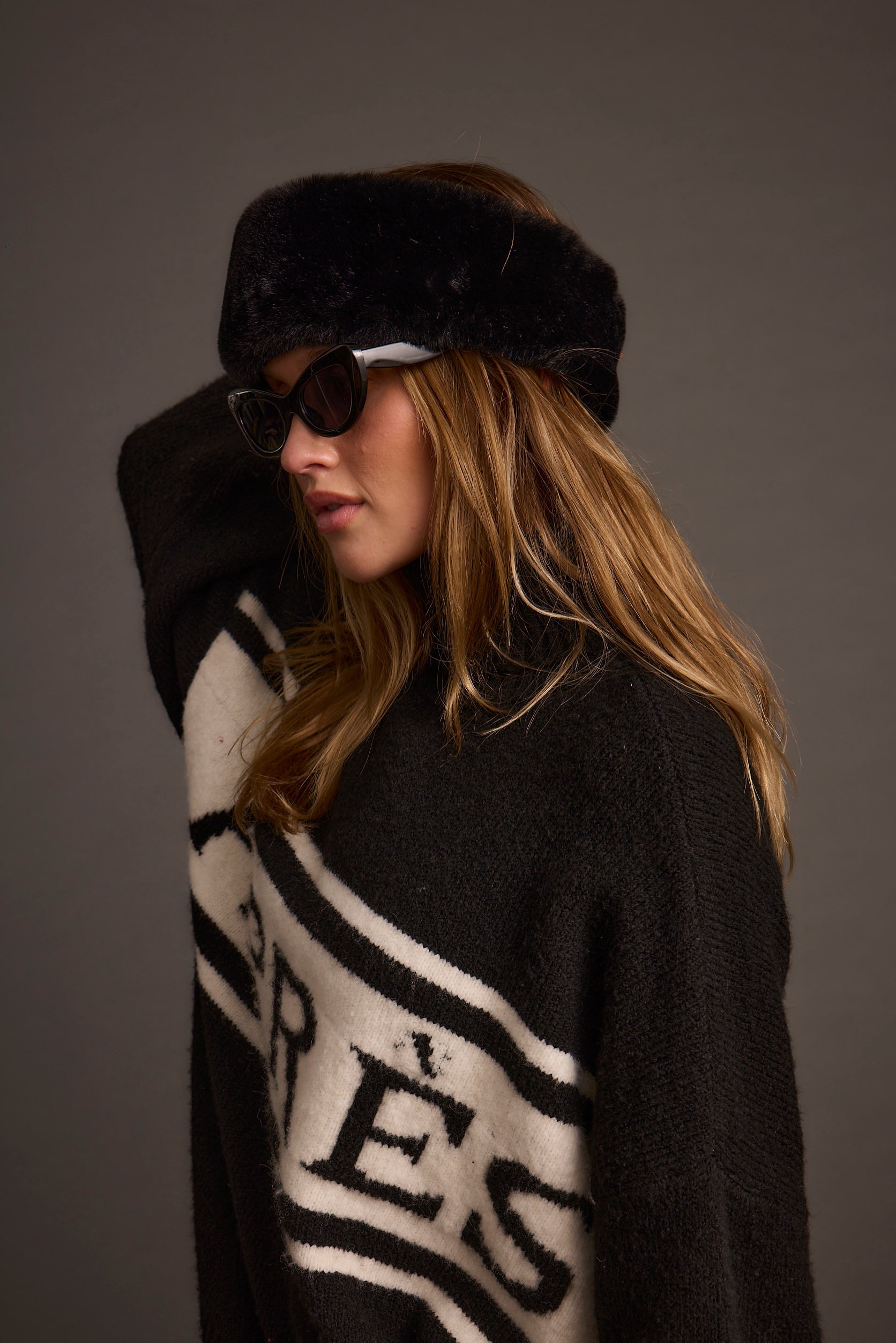 Chalet Black Faux Fur Headband