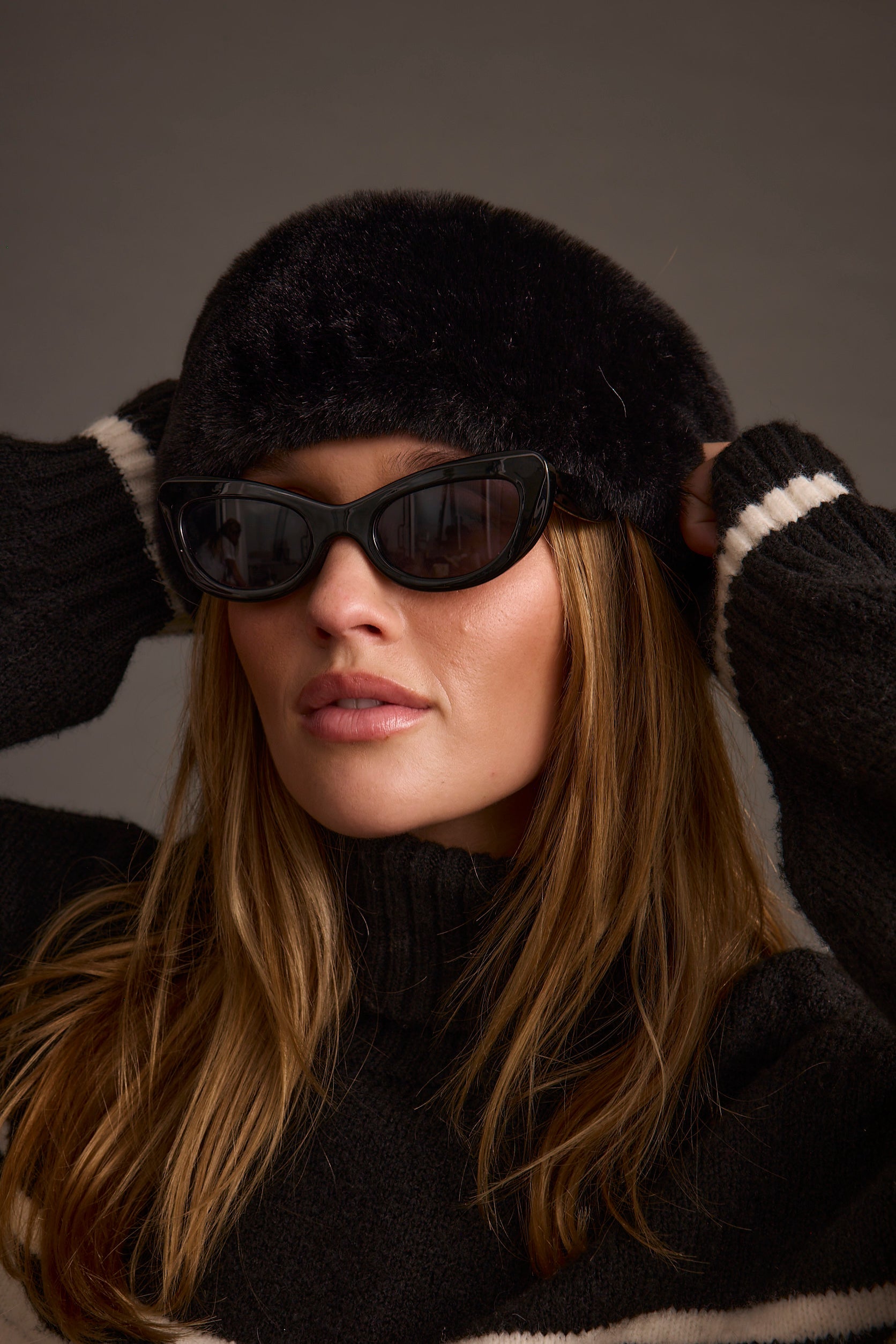 Chalet Black Faux Fur Headband