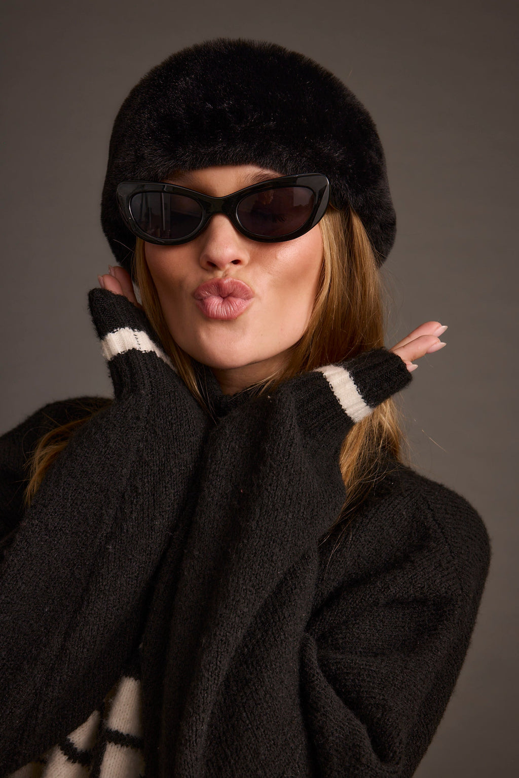 Chalet Black Faux Fur Headband