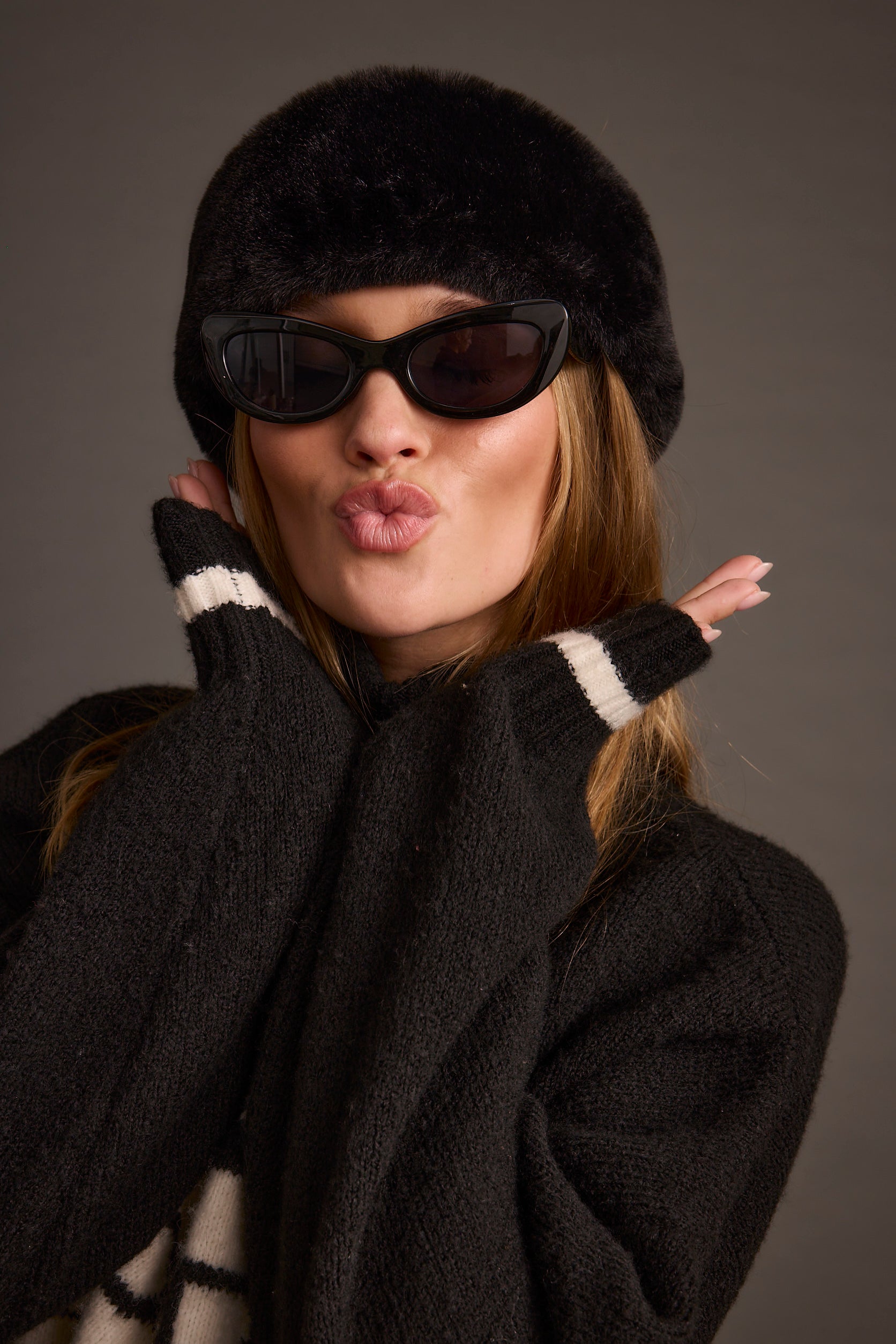 Chalet Black Faux Fur Headband