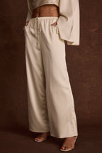 Clear Breeze Cream Satin Pants