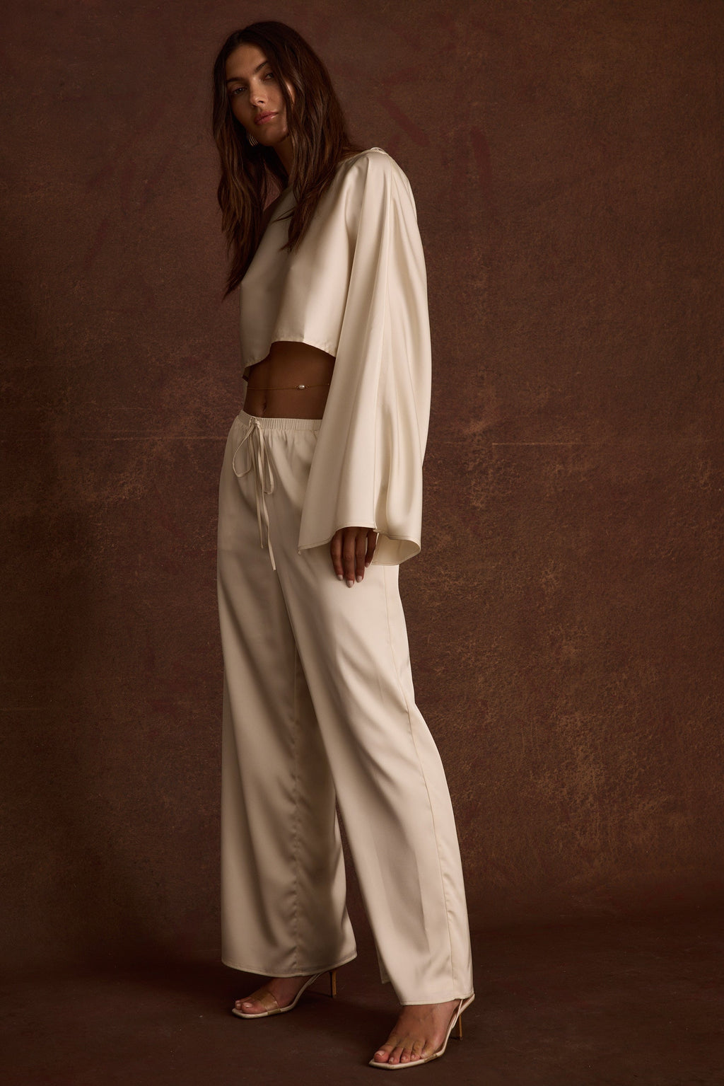 Clear Breeze Cream Satin Pants