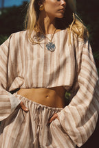 Clear Breeze Striped Chiffon Top