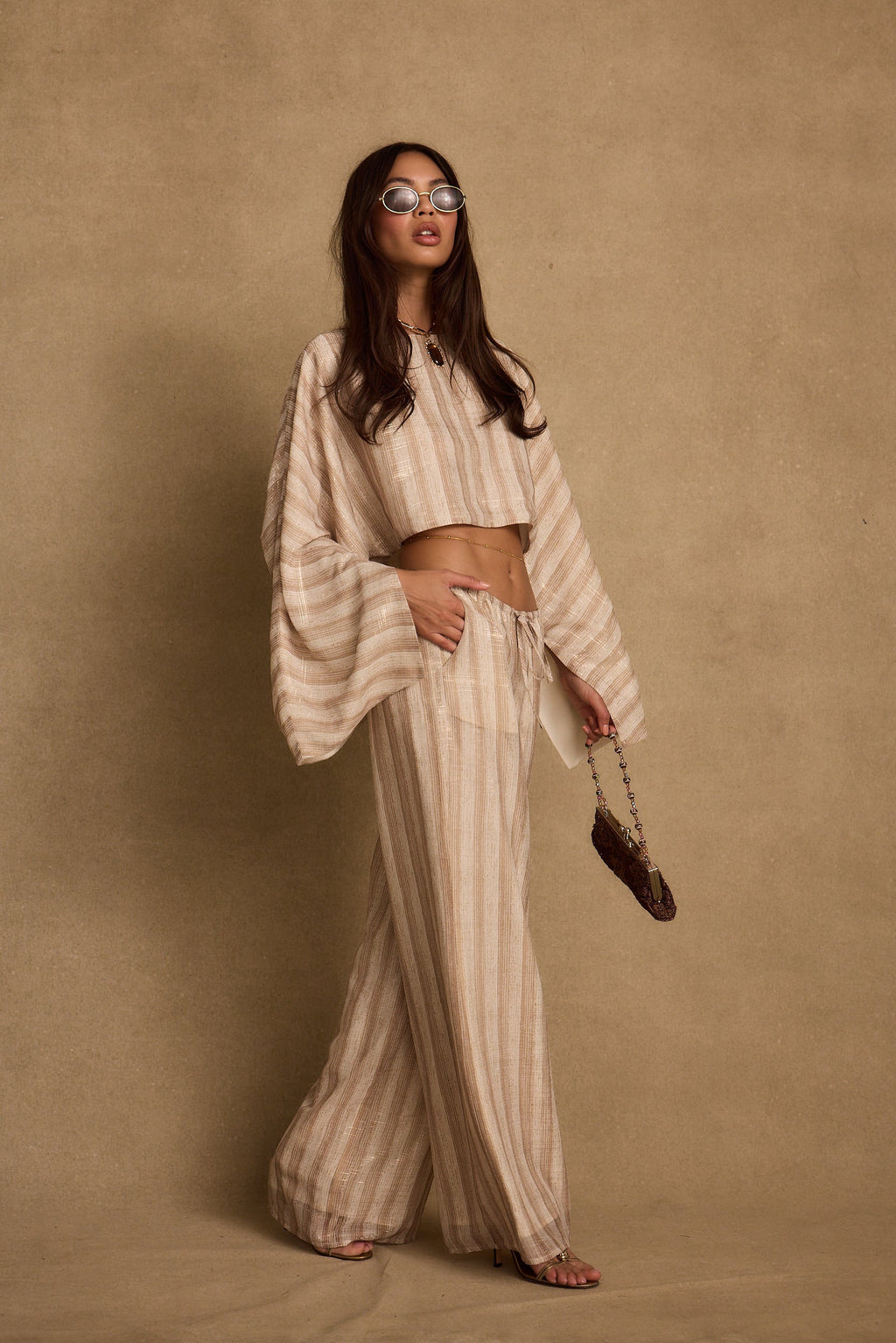 Clear Breeze Striped Chiffon Top