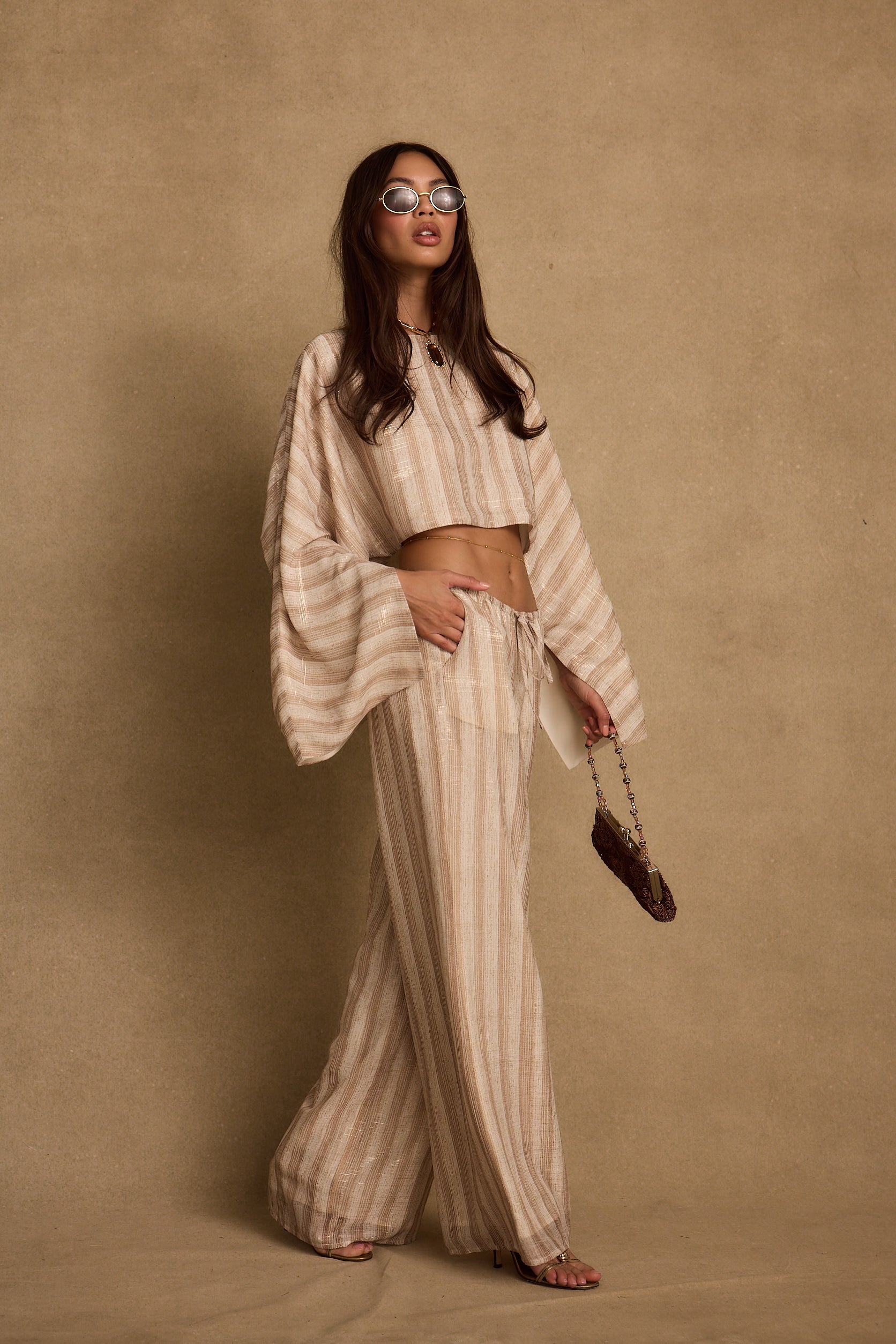 Clear Breeze Striped Chiffon Top