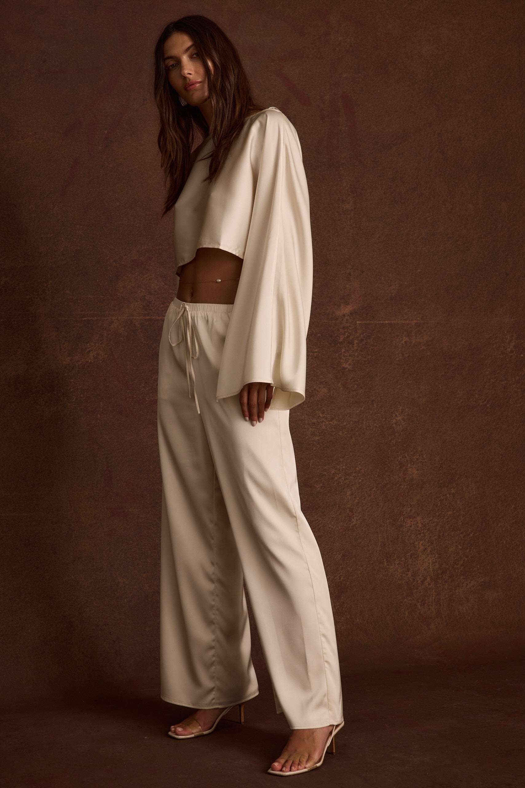 Clear Breeze Cream Satin Top