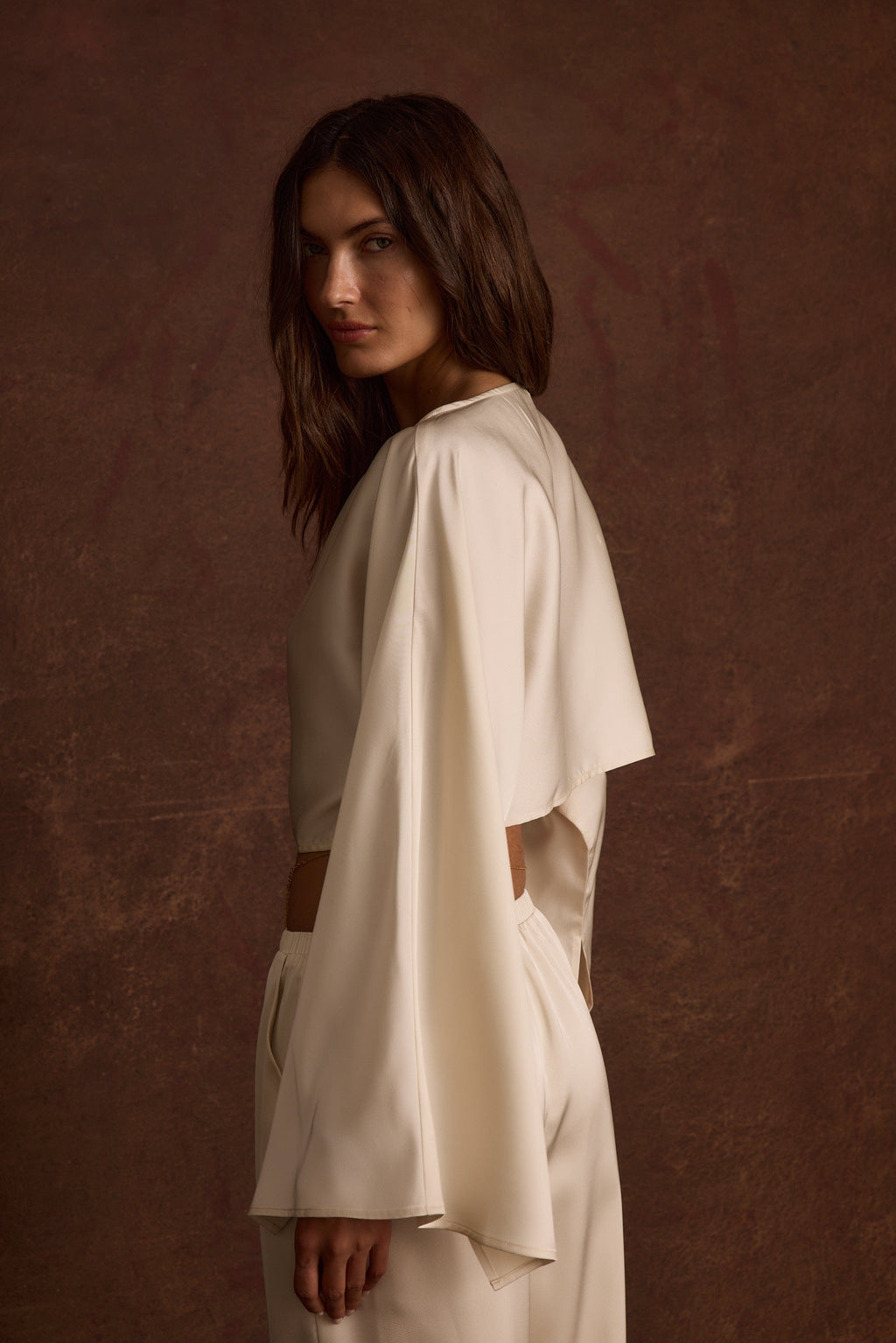 Clear Breeze Cream Satin Top