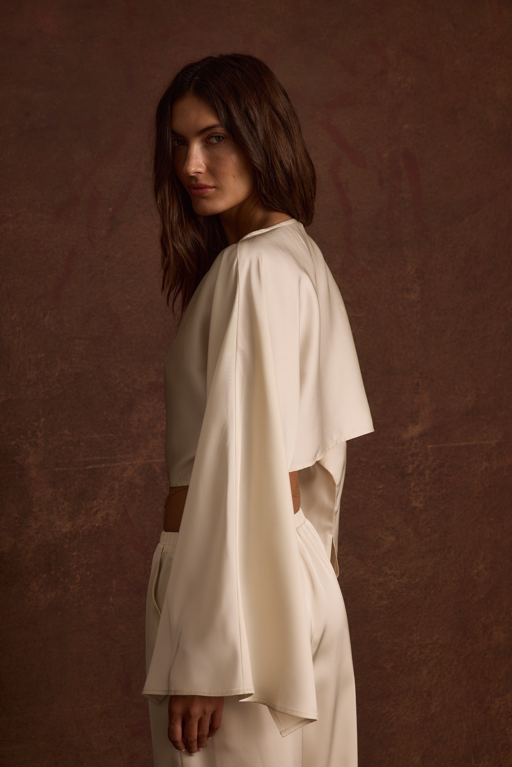 Clear Breeze Cream Satin Top