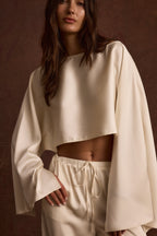 Clear Breeze Cream Satin Top