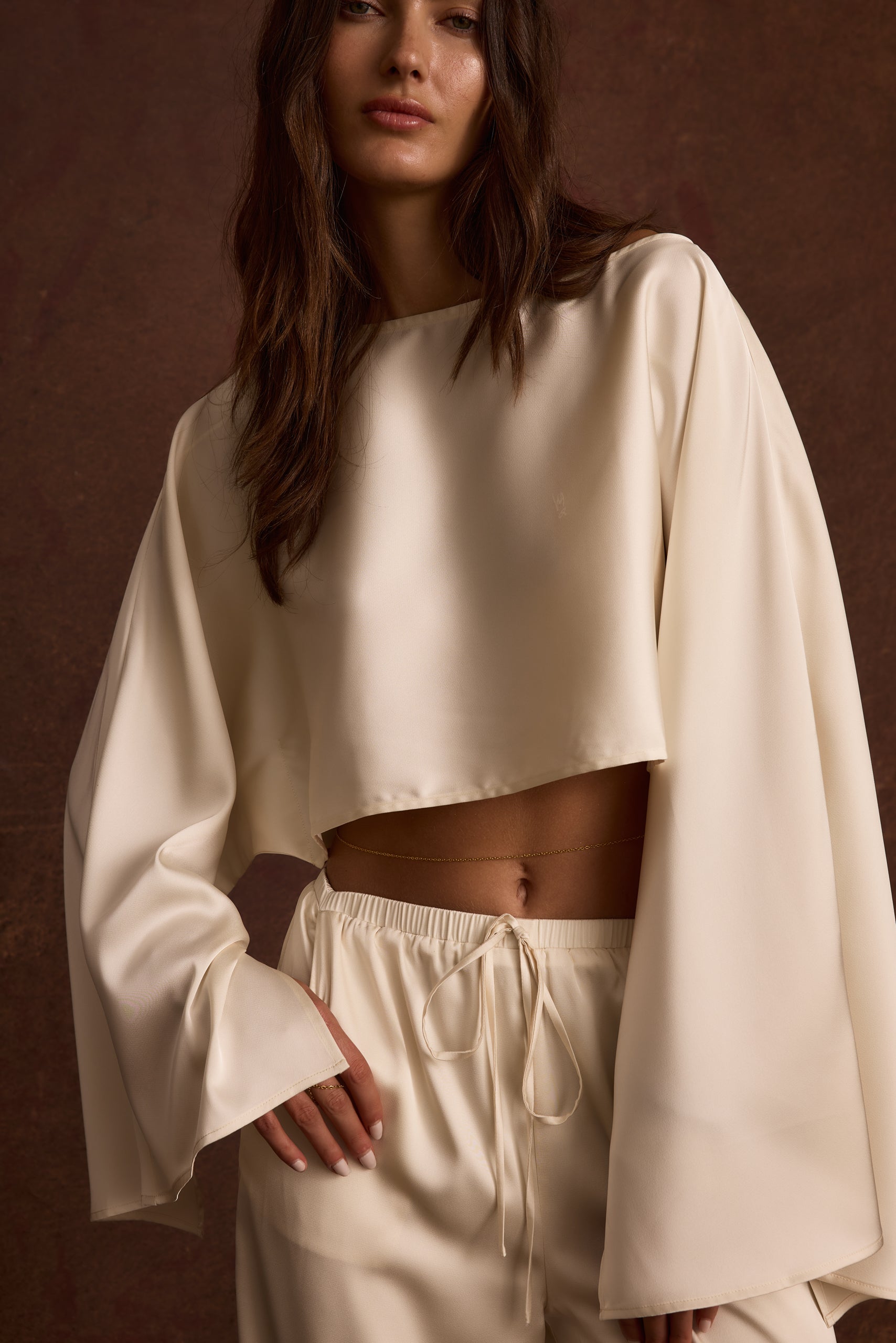 Clear Breeze Cream Satin Top