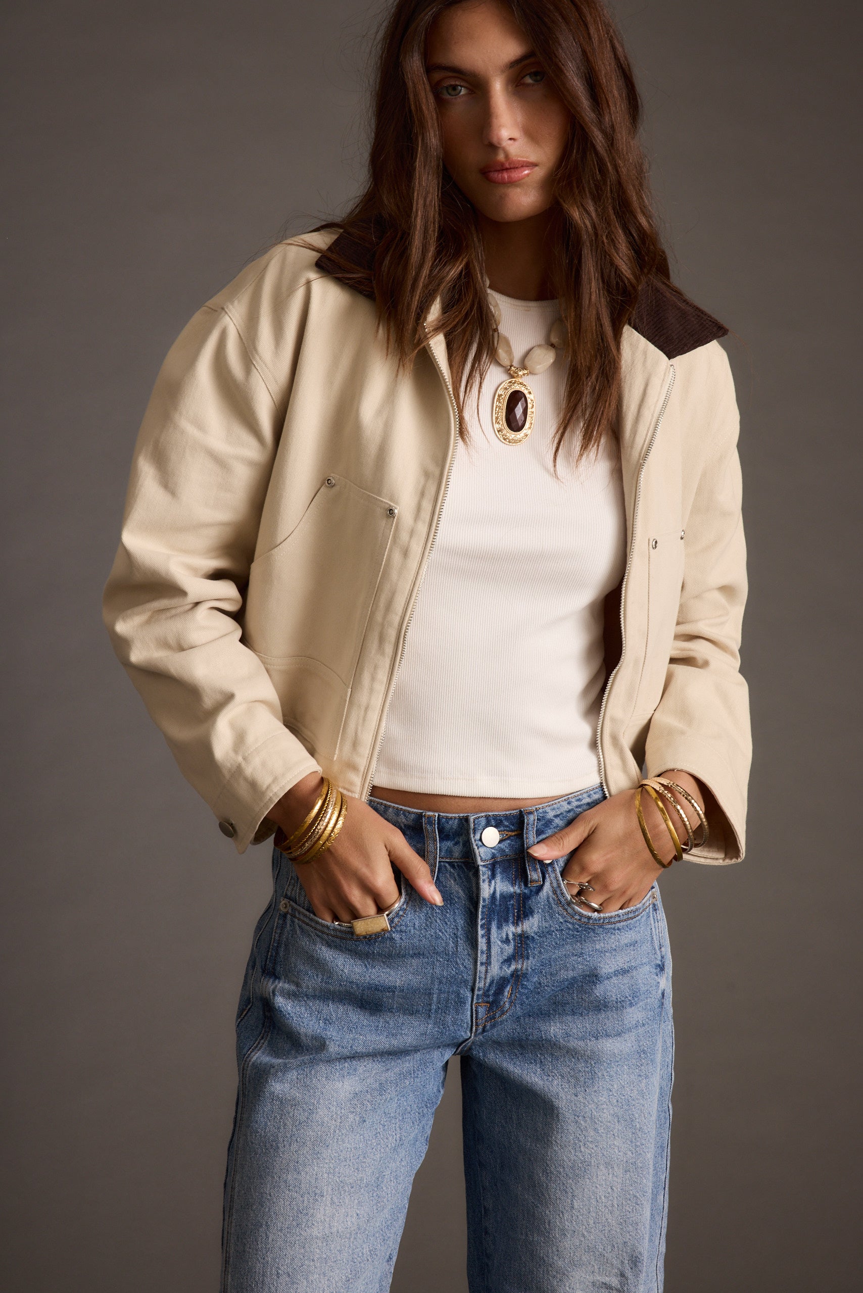 Cypress Light Khaki Cropped Barn Jacket
