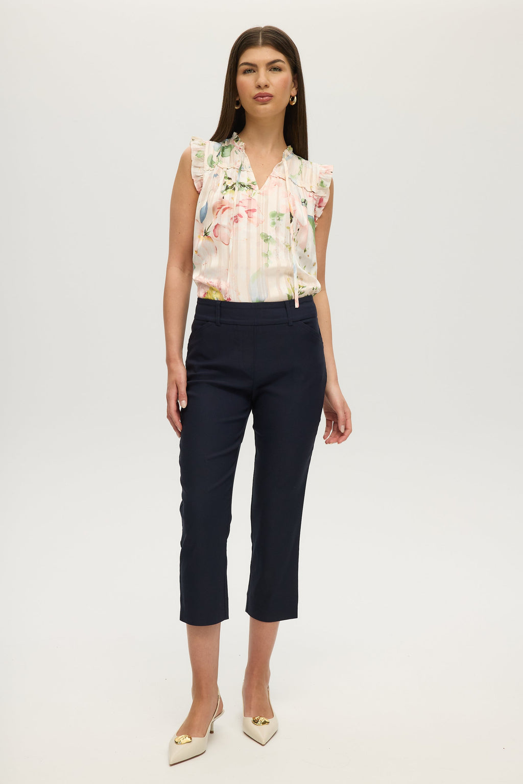 NAVY SUPER STRETCH PULL-ON CAPRI