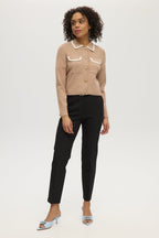 BLACK TAILORED BELTED SKINNY PANTS