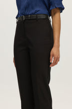 BLACK TAILORED BELTED SKINNY PANTS