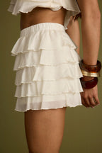Dayana Ivory Ruffle Mini Skirt