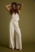 Diane White Striped Trousers