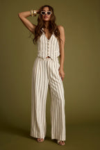 Diane White Striped Trousers